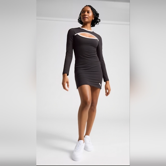 Puma Dresses & Skirts - Women's Long Sleeve Slimming Athletic Dress Black Size Medium MSRP $65